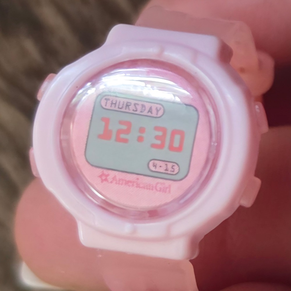 AMERICAN GIRL Digital Watch Kids Pink Jelly Strap Sporty Star Logo Timepiece